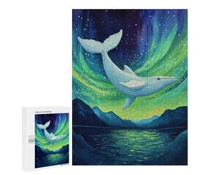 Whale Aurora Night Scene Puzzle 1000 Pièces Educa Jouet en Bois Cadeau Unique Décoration Intérieure Jeu Éducatif Challenge Toy Adultes Et Enfants À Partir De 14 Ans 500 PCS