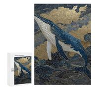 Whale Breaching in Golden Waves Puzzle 1000 Pièces Educa Jouet en Bois Cadeau Unique Décoration Intérieure Jeu Éducatif Challenge Toy Adultes Et Enfants À Partir De 14 Ans 300 PCS