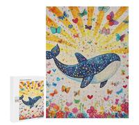 Whale Butterfly Garden Art Print Puzzle 1000 Pièces Educa Jouet en Bois Cadeau Unique Décoration Intérieure Jeu Éducatif Challenge Toy Adultes Et Enfants À Partir De 14 Ans 500 PCS