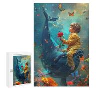 Whale, Child, Flower, Fantasy Puzzle 1000 Pièces Educa Jouet en Bois Cadeau Unique Décoration Intérieure Jeu Éducatif Challenge Toy Adultes Et Enfants À Partir De 14 Ans 1000 PCS