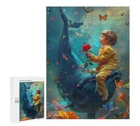 Whale, Child, Flower, Fantasy Puzzle 1000 Pièces Educa Jouet en Bois Cadeau Unique Décoration Intérieure Jeu Éducatif Challenge Toy Adultes Et Enfants À Partir De 14 Ans 500 PCS