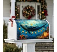 Whale Couvertures magnétiques de boîte aux lettres - Lanternes sous-marines fantaisistes - Poisson d'hiver - Bleu - Pour décoration extérieure de cour - 53,3 x 64,9 cm