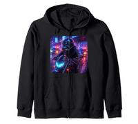 Whale Cyberpunk Rider Moto Biker Synthwave Sweat à Capuche