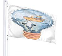 Whale Flag 3x5 FT Ocean Marine Fish Whales Sea Water Boat in A Bulb Outdoor Flags Large Welcome Yard Banners Home Garden Yard Lawn Decor