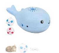 Whale Floating Ball Cat Toy, Interactive Cat Floating Ball Toy with Built-in Fan, Electric Moving Soccer for Indoor Cats Play Football Game (Blue)