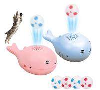 Whale Floating Interactive Cat Toy, Electric 2-in-1 Keep Cats Entertained Floating Football Kitten Toy, Motion Activated Whale Blower with 2 Small Balls, Suitable for Indoor Cats (Blue+Pink)