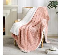 Whale Flotilla Couverture Polaire Sherpa Réversible, Plaid Canapé Épais, Couverture de Lit Douce et Chaude pour l'hiver, avec Motif Jacquard 3D, 130 x 170 cm, Rose