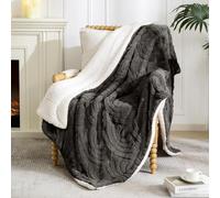 Whale Flotilla Couverture Polaire Sherpa Réversible, Plaid Canapé Épais, Couverture de Lit Douce et Chaude pour l'hiver, avec Motif Jacquard 3D, 130 x 170 cm, Gris