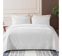 Whale Flotilla Couvre-Lit 220x240 cm avec 2 Taies d'oreiller, Dessus de Lit Gaufré Doux Léger avec Motif Géométrique pour 4-Saisons, Blanc