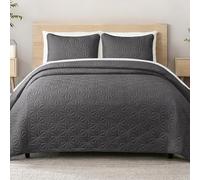 Whale Flotilla Couvre-Lit 240x260 cm avec 2 Taies d'oreiller, Dessus de Lit Gaufré Doux Léger avec Motif Géométrique pour 4-Saisons, Gris