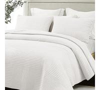 Whale Flotilla Couvre-Lit 260x280 cm, Dessus de Lit avec 2 Taies d'oreiller, Doux et léger avec Motif à rayé pour Toutes Les Saisons, Blanc