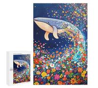 Whale Flowers Ocean Art Print Puzzle 1000 Pièces Educa Jouet en Bois Cadeau Unique Décoration Intérieure Jeu Éducatif Challenge Toy Adultes Et Enfants À Partir De 14 Ans 1000 PCS