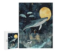 Whale Flying Above House at Night Puzzle 1000 Pièces Educa Jouet en Bois Cadeau Unique Décoration Intérieure Jeu Éducatif Challenge Toy Adultes Et Enfants À Partir De 14 Ans 500 PCS
