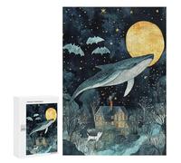 Whale Flying Above House at Night Puzzle 1000 Pièces Educa Jouet en Bois Cadeau Unique Décoration Intérieure Jeu Éducatif Challenge Toy Adultes Et Enfants À Partir De 14 Ans 300 PCS