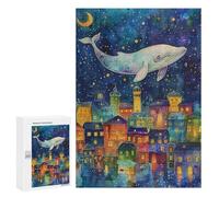 Whale Flying Over Colorful Town Puzzle 1000 Pièces Educa Jouet en Bois Cadeau Unique Décoration Intérieure Jeu Éducatif Challenge Toy Adultes Et Enfants À Partir De 14 Ans 300 PCS