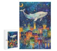 Whale Flying Over Colorful Town Puzzle 1000 Pièces Educa Jouet en Bois Cadeau Unique Décoration Intérieure Jeu Éducatif Challenge Toy Adultes Et Enfants À Partir De 14 Ans 1000 PCS