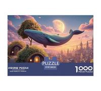Whale Flying Over The City 1000 Pcs Carton Extra-épais Coffret De Puzzles Flying Whale Anti-Stress Jeu Familial Puzzles As Birthday Gifts 38x26cm/1000pcs