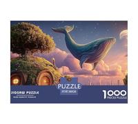 Whale Flying Over The City 1000 Pcs Carton Extra-épais Coffret De Puzzles Flying Whale Stimulant Et Éducatif Défi Unique Puzzles pour Adultes Et Enfants 38x26cm/1000pcs
