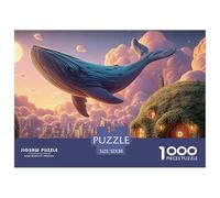 Whale Flying Over The City 1000 Pièces Carton Premium Coffret De Puzzles Flying Whale Stimulant Et Éducatif Défi Unique Puzzles As Birthday Gifts 52x38cm/1000pcs