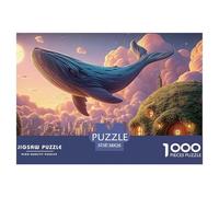 Whale Flying Over The City 1000 Pièces Carton Premium Lot de Puzzles Flying Whale Stimulant Et Éducatif Jeu Familial Puzzles pour Adultes Et Enfants 38x26cm/1000pcs