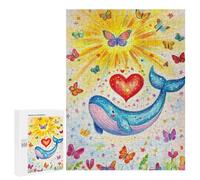 Whale Heart Butterflies Illustration Puzzle 1000 Pièces Educa Jouet en Bois Cadeau Unique Décoration Intérieure Jeu Éducatif Challenge Toy Adultes Et Enfants À Partir De 14 Ans 500 PCS