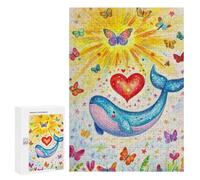 Whale Heart Butterflies Illustration Puzzle 1000 Pièces Educa Jouet en Bois Cadeau Unique Décoration Intérieure Jeu Éducatif Challenge Toy Adultes Et Enfants À Partir De 14 Ans 300 PCS