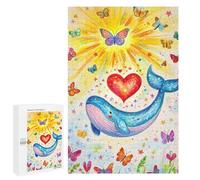 Whale Heart Butterflies Illustration Puzzle 1000 Pièces Educa Jouet en Bois Cadeau Unique Décoration Intérieure Jeu Éducatif Challenge Toy Adultes Et Enfants À Partir De 14 Ans 1000 PCS