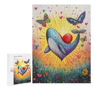 Whale Heart with Butterflies Puzzle 1000 Pièces Educa Jouet en Bois Cadeau Unique Décoration Intérieure Jeu Éducatif Challenge Toy Adultes Et Enfants À Partir De 14 Ans 500 PCS