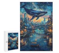 Whale in Fantasy Cityscape Puzzle 1000 Pièces Educa Jouet en Bois Cadeau Unique Décoration Intérieure Jeu Éducatif Challenge Toy Adultes Et Enfants À Partir De 14 Ans 1000 PCS