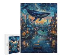 Whale in Fantasy Cityscape Puzzle 1000 Pièces Educa Jouet en Bois Cadeau Unique Décoration Intérieure Jeu Éducatif Challenge Toy Adultes Et Enfants À Partir De 14 Ans 500 PCS
