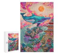 Whale in Fantasy Landscape Puzzle 1000 Pièces Educa Jouet en Bois Cadeau Unique Décoration Intérieure Jeu Éducatif Challenge Toy Adultes Et Enfants À Partir De 14 Ans 1000 PCS