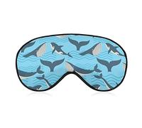 Whale in Ocean Waves Sleeping Eye Mask Masque pour les yeux avec sangle réglable pour les yeux bandés pour les voyages en avion