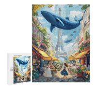 Whale in Paris Street Scene Puzzle 1000 Pièces Educa Jouet en Bois Cadeau Unique Décoration Intérieure Jeu Éducatif Challenge Toy Adultes Et Enfants À Partir De 14 Ans 500 PCS