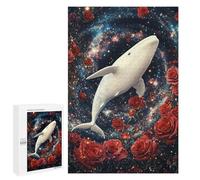 Whale in Space with Roses Puzzle 1000 Pièces Educa Jouet en Bois Cadeau Unique Décoration Intérieure Jeu Éducatif Challenge Toy Adultes Et Enfants À Partir De 14 Ans 1000 PCS