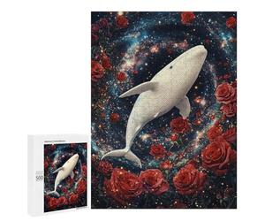 Whale in Space with Roses Puzzle 1000 Pièces Educa Jouet en Bois Cadeau Unique Décoration Intérieure Jeu Éducatif Challenge Toy Adultes Et Enfants À Partir De 14 Ans 500 PCS