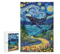 Whale in Starry Night Landscape Puzzle 1000 Pièces Educa Jouet en Bois Cadeau Unique Décoration Intérieure Jeu Éducatif Challenge Toy Adultes Et Enfants À Partir De 14 Ans 1000 PCS