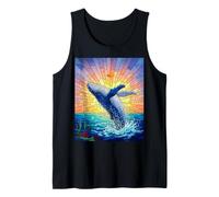 Whale in Sunset Stained Glass Style Sea Animal Débardeur