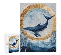 Whale Moon Nature Art Print Puzzle 1000 Pièces Educa Jouet en Bois Cadeau Unique Décoration Intérieure Jeu Éducatif Challenge Toy Adultes Et Enfants À Partir De 14 Ans 500 PCS