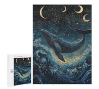 Whale Ocean Night Sky Art Print Puzzle 1000 Pièces Educa Jouet en Bois Cadeau Unique Décoration Intérieure Jeu Éducatif Challenge Toy Adultes Et Enfants À Partir De 14 Ans 500 PCS