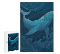 Whale Ocean Waves Art Print-1 Puzzle 1000 Pièces Educa Jouet en Bois Cadeau Unique Décoration Intérieure Jeu Éducatif Challenge Toy Adultes Et Enfants À Partir De 14 Ans 1000 PCS