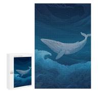 Whale Ocean Waves Art Print-2 Puzzle 1000 Pièces Educa Jouet en Bois Cadeau Unique Décoration Intérieure Jeu Éducatif Challenge Toy Adultes Et Enfants À Partir De 14 Ans 1000 PCS