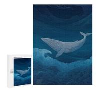 Whale Ocean Waves Art Print-2 Puzzle 500 Pièces Educa Jouet en Bois Cadeau Unique Décoration Intérieure Jeu Éducatif Challenge Toy Adultes Et Enfants À Partir De 14 Ans 500 PCS