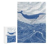 Whale Ocean Waves Art Print-4 Puzzle 300 Pièces Educa Jouet en Bois Cadeau Unique Décoration Intérieure Jeu Éducatif Challenge Toy Adultes Et Enfants À Partir De 14 Ans 300 PCS