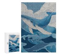 Whale Ocean Waves Art Print-7 Puzzle 300 Pièces Educa Jouet en Bois Cadeau Unique Décoration Intérieure Jeu Éducatif Challenge Toy Adultes Et Enfants À Partir De 14 Ans 300 PCS