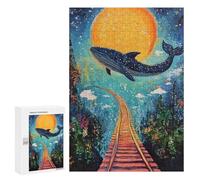 Whale on Tracks Fantasy Art Print Puzzle 1000 Pièces Educa Jouet en Bois Cadeau Unique Décoration Intérieure Jeu Éducatif Challenge Toy Adultes Et Enfants À Partir De 14 Ans 300 PCS