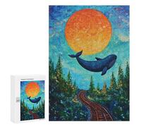 Whale on Tracks, Surreal Art Puzzle 1000 Pièces Educa Jouet en Bois Cadeau Unique Décoration Intérieure Jeu Éducatif Challenge Toy Adultes Et Enfants À Partir De 14 Ans 300 PCS