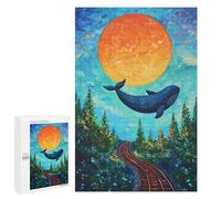 Whale on Tracks, Surreal Art Puzzle 1000 Pièces Educa Jouet en Bois Cadeau Unique Décoration Intérieure Jeu Éducatif Challenge Toy Adultes Et Enfants À Partir De 14 Ans 1000 PCS