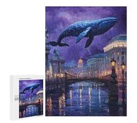 Whale Over Cityscape Puzzle 1000 Pièces Educa Jouet en Bois Cadeau Unique Décoration Intérieure Jeu Éducatif Challenge Toy Adultes Et Enfants À Partir De 14 Ans 500 PCS