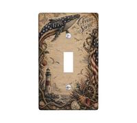Whale Plaque de protection pour interrupteur simple - Ancres de phare vintage - Bleu marine - Taille standard - Décoration pour la maison, le salon, la chambre à coucher, la salle de bain (simple)