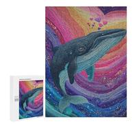 Whale Rainbow Heart Art Print Puzzle 1000 Pièces Educa Jouet en Bois Cadeau Unique Décoration Intérieure Jeu Éducatif Challenge Toy Adultes Et Enfants À Partir De 14 Ans 500 PCS